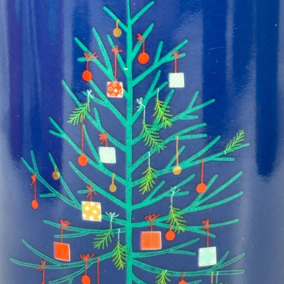 Starbucks 2018 Christmas Tree Blue Holiday Mug 12 Oz Red Candy Cane Handle Set - Picture 3 of 7